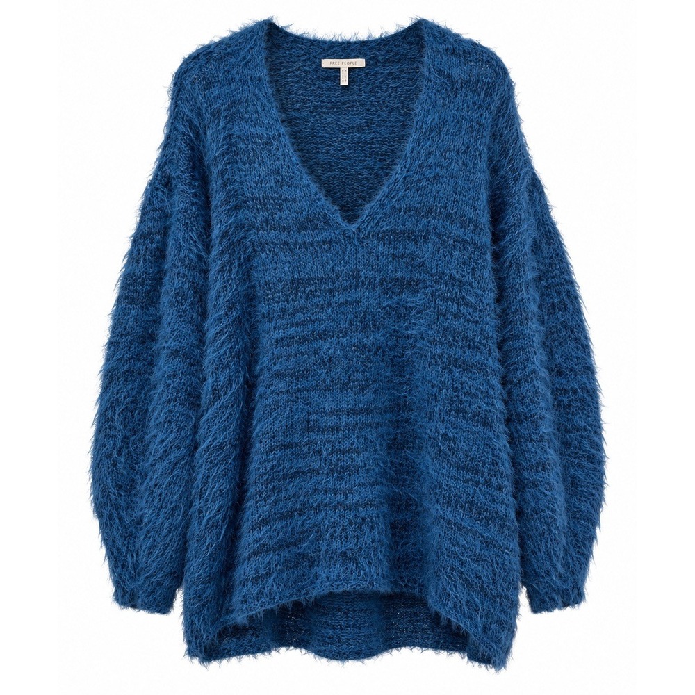 Free People Sparrow Pullover Sweater Blue Teal Oversized M $168